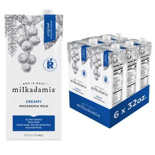 Vista 7 de Milkadamia Barista Leche de Macadamia, Excelente Fuente de Calcio, a Base de Plantas, Kosher, Sin Gluten y Sin OMG, 32 Onzas Líquidas (Paquete de 6)