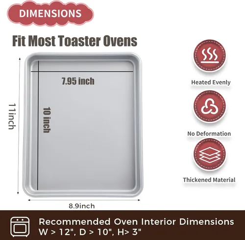 Vista 2 de PACK DE 2 fuentes para horno tostador de Shinsin, bandejas antiadherentes de 9X11, juego de bandejas para galletas 57% más gruesas, aptas