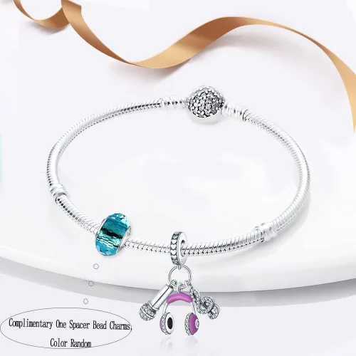 Vista 8 de LNQOBU Happy Life - Colgante para pulseras de abalorios, plata de ley 925 para mujer (con un espaciador de cuentas)