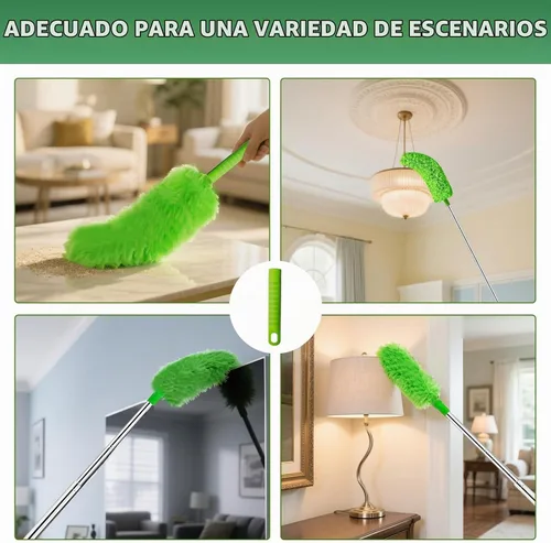 Vista 5 de Plumeros para limpieza de mango largo extensible, plumero Webster con poste de extensión, cepillo removedor de telaraña con poste, limpiador de web