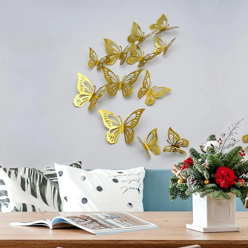 Vista 3 de 24 calcomanías de pared de mariposa 3D, decoración de mariposa de CAYUDEN para decoración de pared, combinación de mariposas, calcomanías de pared