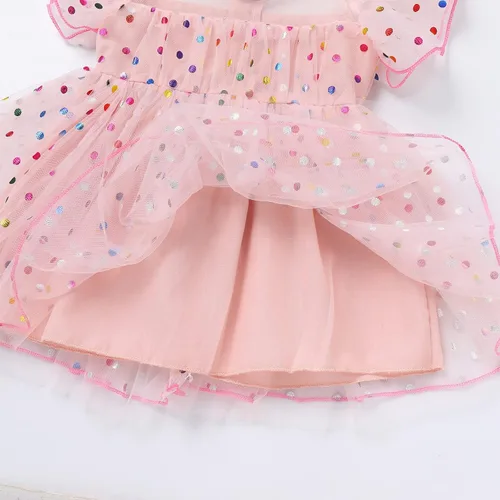 Vista 5 de Toddler Baby Girls Confetti Birthday Dress Shiny Tulle Princess Cake Smash Photo Shoot Outfit