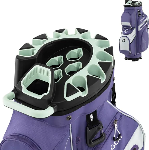 Vista 10 de Tangkula Bolsa de carrito de golf con divisores de longitud completa de 14 vías, 6 bolsas moldeadas con cierre superior de golf con 11 bolsillos