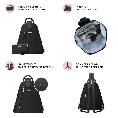 Vista 5 de Baggallini Mochila Metro para mujer con pulsera RFID para teléfono, Guepardo negro, talla única