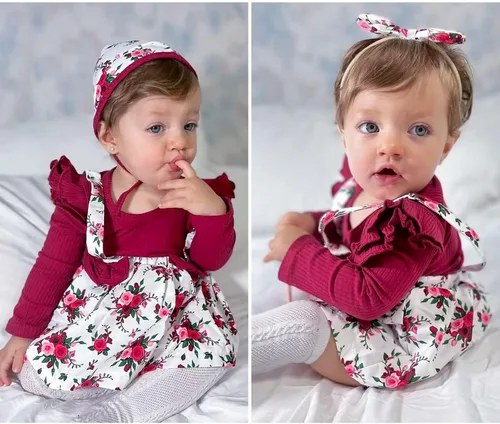 Vista 99 de Unutiylo Ropa de bebé recién nacida prematura con tirantes, traje de otoño e invierno, traje de manga larga con volantes