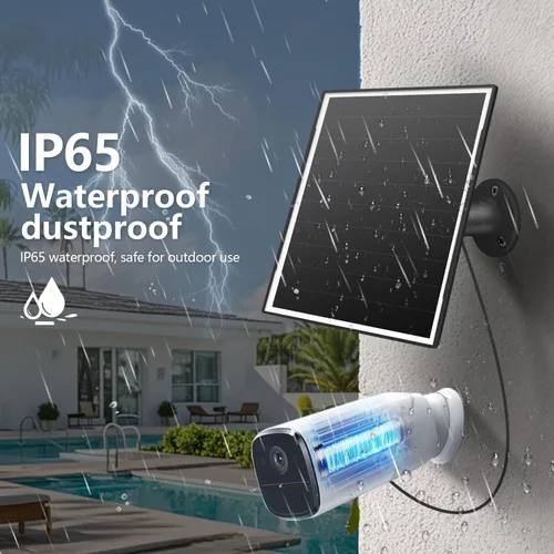 Vista 5 de Panel solar de 8 W para cámara de seguridad al aire libre, micro USB de 5 V y cargador de panel solar USB - C, se adapta a Eufy/Wyze/Reolink DC 5V