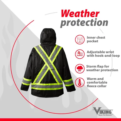 Vista 5 de Viking Professional Journeyman FR Chaqueta aislada para congelador - Chaquetas impermeables de alta visibilidad de 300D Trilobal Rip-Stop