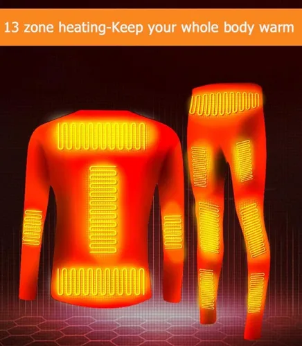 Vista 4 de scosao Ropa interior térmica para hombres y mujeres, juego de ropa interior térmica USB recargable, con ajuste de temperatura de aplicación