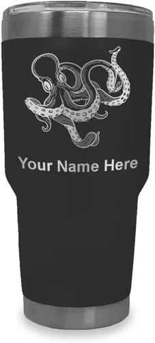 Vista 29 de LaserGram Vaso aislado al vacío de 20 onzas, Kraken, grabado personalizado incluido (negro)
