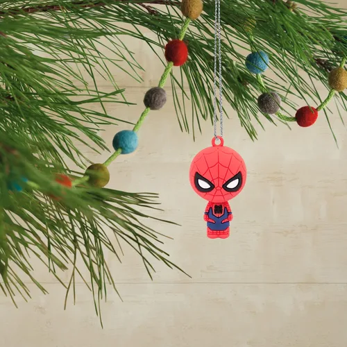 Vista 5 de Calendario de Adviento de Cuenta Regresiva de Marvel de Hallmark Conjunto de Árbol de Navidad en Miniatura con 12 Adornos Mini, Plástico