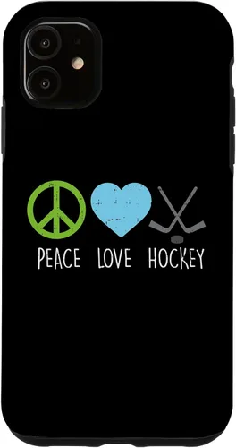Vista 5 de Funda para iPhone 14 Peace Love Ice Hockey Cool Player Goalie Hippie Hombres Mujeres