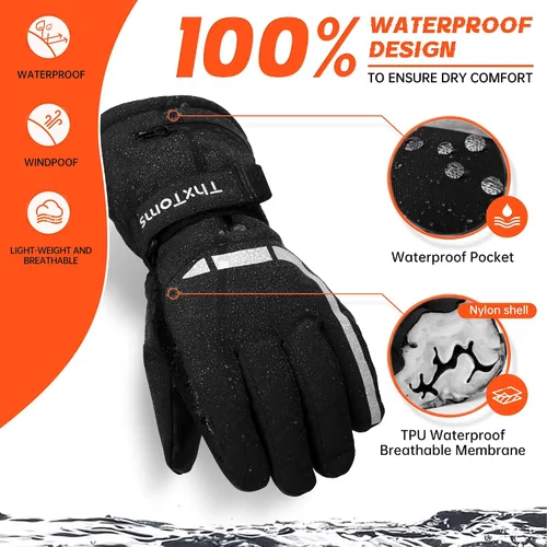 Vista 3 de ThxToms Guantes de esquí para hombres y mujeres, guantes de invierno impermeables 3M Thinsulate guantes cálidos unisex para pantalla táctil, guantes