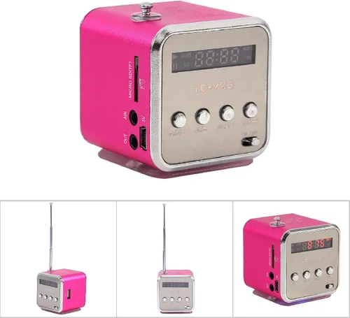 Vista 5 de Mini música de altavoz, FM Radio PC Soporte de moda Reproductor de CD estéreo portátil Radio portátil con la mejor tarjeta TF y disco U verde ()