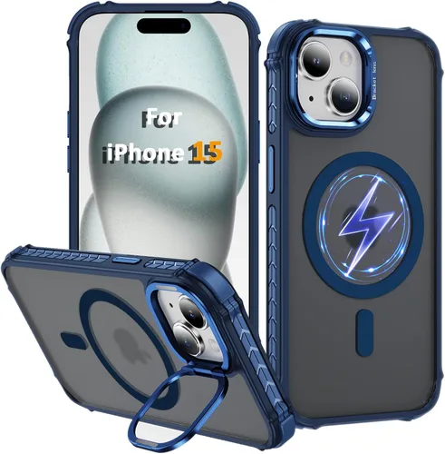 Vista 57 de Funda KETGII para iPhone 13, para iPhone 14, compatible con MagSafe, carga inalámbrica, resistente, a prueba de golpes, pata ajustable, delgada
