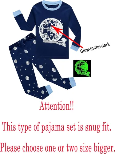 Vista 2 de Family Feeling Pijama de 2 piezas para niños y niños pequeños, ropa de dormir 100% algodón