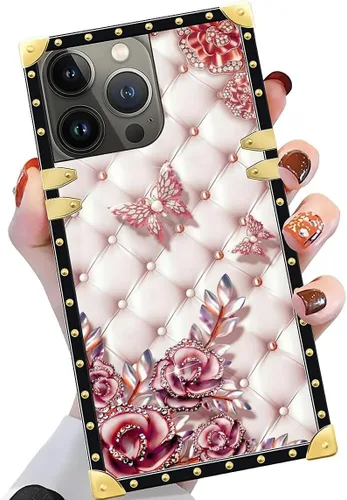 Vista 119 de Funda compatible con iPhone X/Xs, TPU suave de lujo y parte trasera de policarbonato duro para niñas y mujeres, funda protectora a prueba de golpes