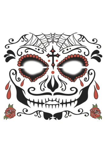 Vista 2 de Tatuaje temporal de Día de Muertos Multicolor