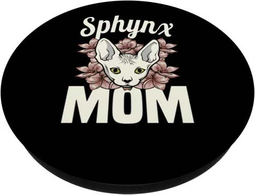 Vista 2 de Sphinx Mamá amante de los gatos Sphynx sin pelo Madre raza desnudo gato PopSockets intercambiable PopGrip