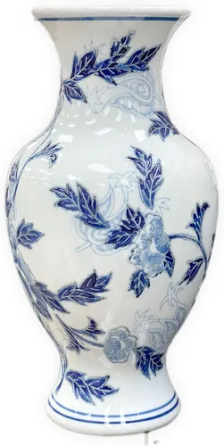 Vista 10 de Galt International Jarrón de Cerámica Floral de Grulla Chinoiserie Blanco y Azul de 14" - Jarrón Antiguo Pintado a Mano de Porcelana Estilo Chino