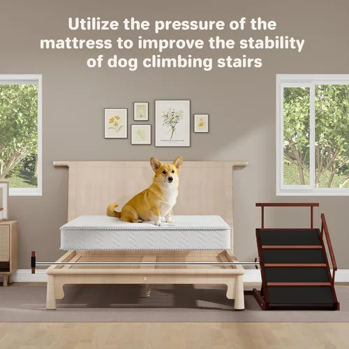 Vista 3 de Dog Ramp for Bed Small Folding Pet Ramp for Dogs 40''walnut