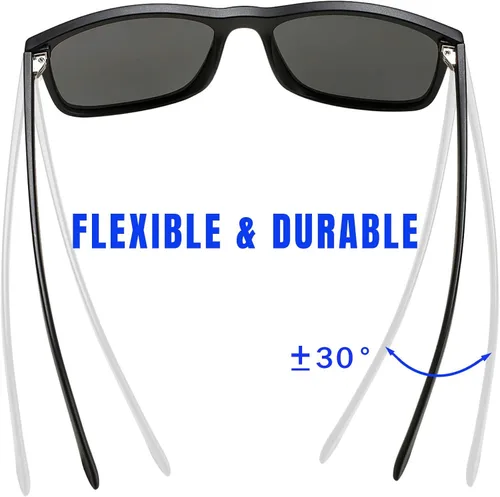 Vista 5 de DeBuff - Gafas de sol polarizadas unisex clásico retro marco irrompible TR90