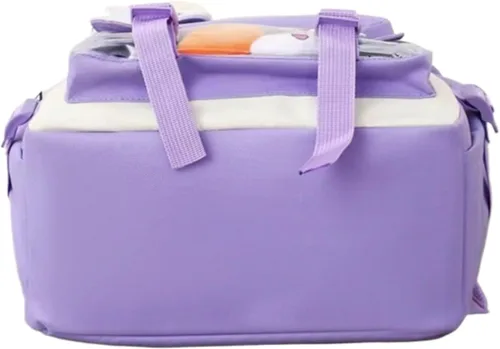 Vista 5 de Juego de mochila Kawaii de 5 piezas, bonita mochila escolar estética, suministros juveniles, conjunto de mochila y accesorios, Mochila púrpura 1