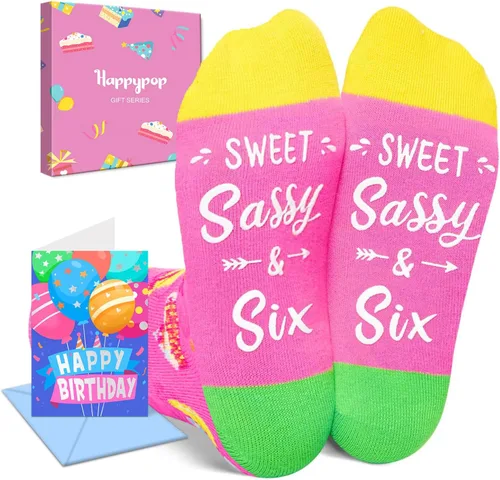 Vista 8 de HAPPYPOP Birthday Gifts Ideas - Socks for 6-10 Year Old, Birthday Gift with Greeting Card
