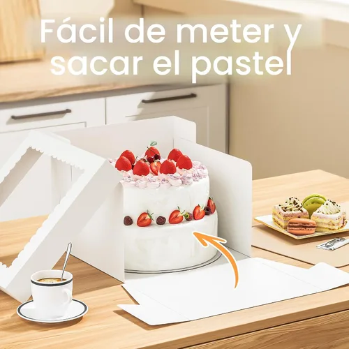 Vista 5 de RYDDOY 3 Pack Cake Boxes with Board, 10x10x8 In Tall Cake Box with Window Soporte para tartas, contenedor de transporte de almacenamiento, fácil
