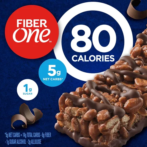 Vista 3 de Barras de snack masticables Fiber One de 70 calorías, chocolate, 5 unidades (Paquete de 2)
