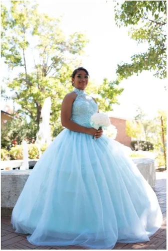 Vista 5 de QXMYOO Vestido de Gala de Quinceañera Sweet 16 Fiesta de Graduación Vestido de Princesa para Adolescentes Negro (Style1-Black)