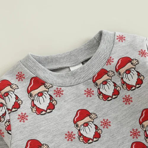 Vista 3 de Conjunto de sudadera de manga larga con cuello redondo para bebés y niñas ropa de otoño