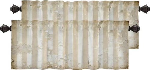 Vista 93 de Cortinas opacas de poliéster multicapa para cafetería, con diseño de diamantes, 2 unidades, 26 x 24 pulgadas