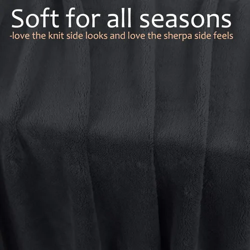 Vista 4 de Manta de punto Sherpa súper suave y acogedora con forro polar de felpa para entrenador y cama de 50 x 60 pulgadas, reversible, cálida para todas