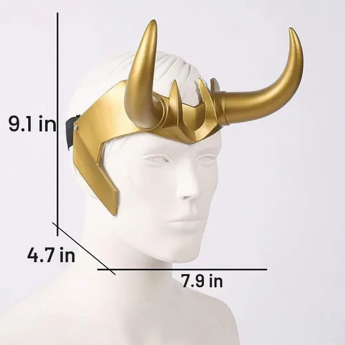 Vista 2 de Casco con cuernos de Loki para cosplay, serie de televisión de Loki 2021, película Thor Ragnarok, corona de Loki, accesorios para disfraces