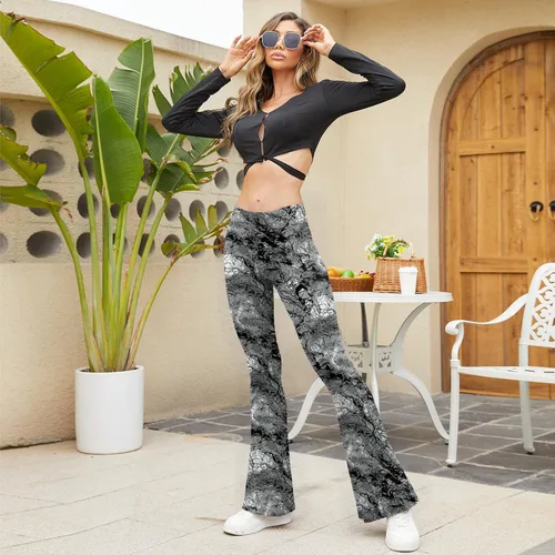 Vista 94 de TNNZEET Leggings acampanados negros para mujer, pantalones de yoga cruzados con bolsillos, corte de bota, leggings acampanados