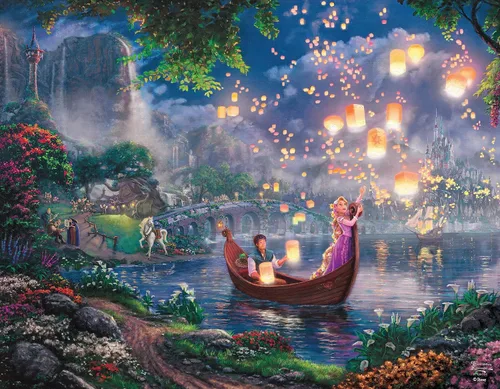 Vista 6 de Ceaco - 4 en 1 Multipaquete - Disney - Thomas Kinkade - (4) Rompecabezas de 500 piezas Thomas Kinkade Disney Art, Made in USA, Recycled Board