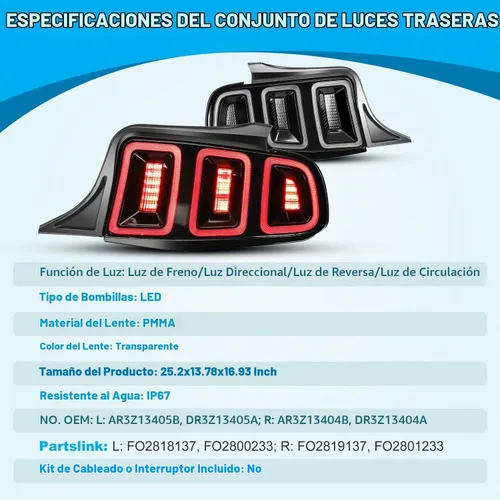 Vista 9 de CPW Conjunto de luces traseras para Ford Mustang 2010 2011 2012 2013 2014 Negro Claro