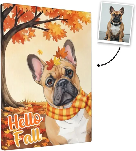 Vista 10 de Nxwdwqa Impresiones en lienzo estadounidenses personalizadas con fotos de tu mascota, arte de pared de lienzo americano personalizado, carga tu foto