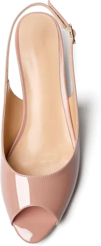 Vista 3 de Zamikoo Sandalias de tacón bajo para mujer con tacón bajo de 1.5 pulgadas, zapatos de vestir con puntera abierta, para fiesta, baile de graduación