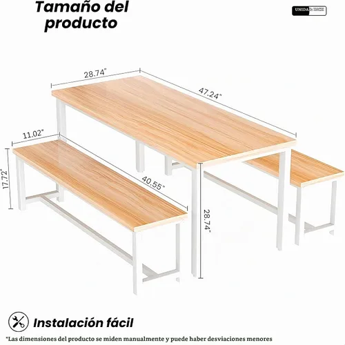 Vista 5 de Recaceik Juego de mesa de comedor beige de 47" para 4, juego de cocina de 3