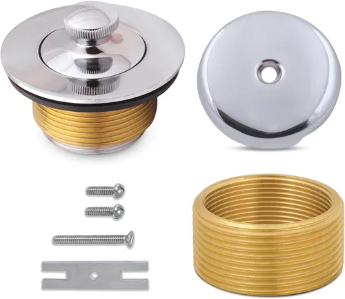 Vista 12 de Kit de drenaje y desbordamiento de bañera Lift & Turn - Conjunto universal de drenaje de bañera de latón con placa frontal de desbordamiento de un