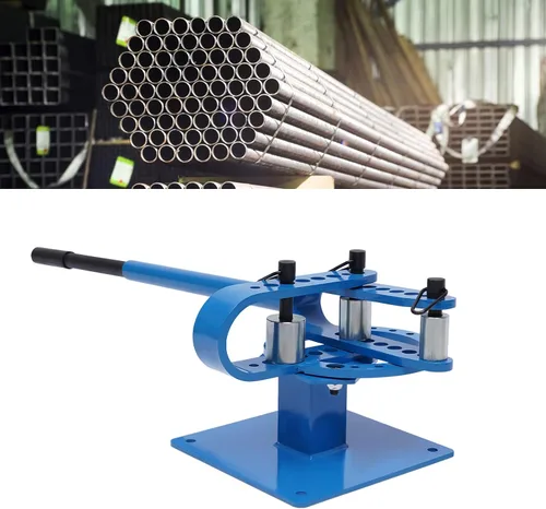 Vista 3 de Dobladora manual de tubos de tubo, máquina dobladora compacta de 1 a 3 pulgadas con tapa de banco manual con 7 troqueles de tubo de alta resistencia