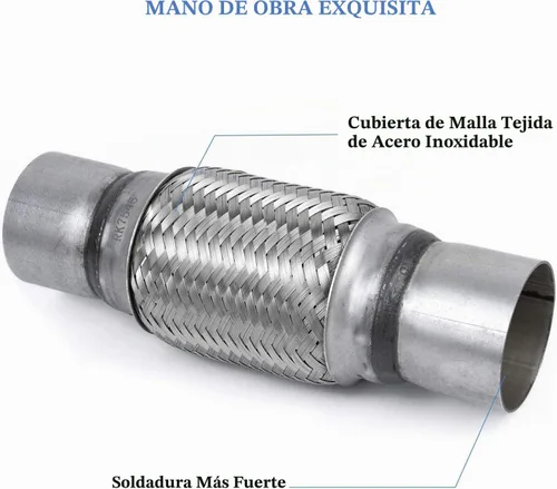 Vista 7 de Tubo Flexible de Entrada de Escape de 2.5 pulgadas, ID x 10 de Longitud Tubo Flexible, Acero Inoxidable Doble Trenza Resistente Tipo Universal Tubo
