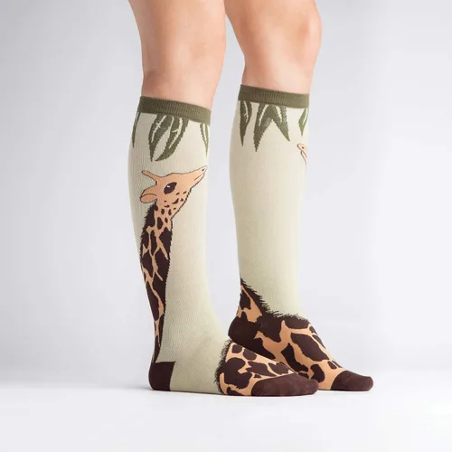 Vista 2 de Giraffe - Calcetines hasta la rodilla para mujer, color verde claro, talla única, Jirafa