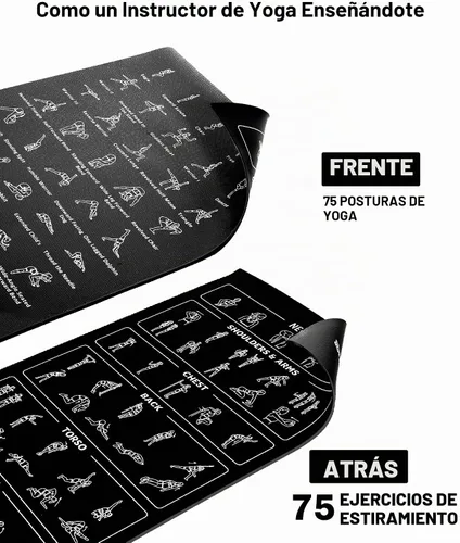Vista 3 de Instructional Yoga Mat with Poses and Stretches Printed On It