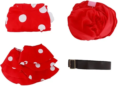 Vista 7 de miccostumes Disfraz de héroe de anime para mujer, disfraz de cosplay de cuello alto de hongo rojo con sombrero