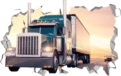 Vista 2 de Truck Smash Wall Decal - Adhesivo decorativo de pared de camiones aplastados - Vinilo decorativo de pared 3D extraíble MR1156