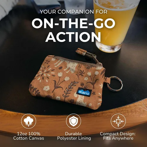 Vista 35 de KAVU Stirling Cartera delgada de lona de algodón con cremallera de doble cara