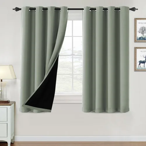 Vista 10 de H.VERSAILTEX Cortinas 100% de opacidad para dormitorio, con aislamiento térmico, cortinas opacas de 63 pulgadas de largo, cortinas de bloqueo