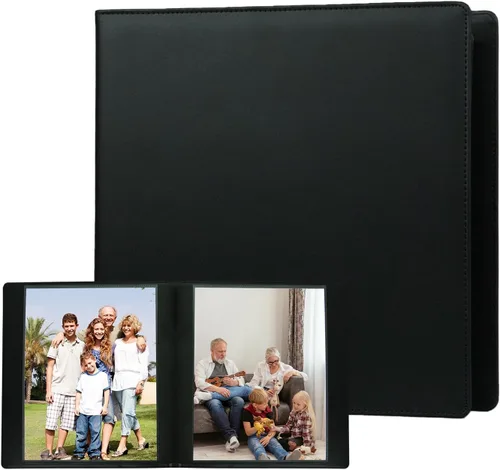 Vista 14 de Álbum de fotos de 8 x 10 pulgadas, 200 bolsillos, cubierta de lino de gran capacidad, páginas interiores sin ácidos, álbum de fotos de 8 x 10